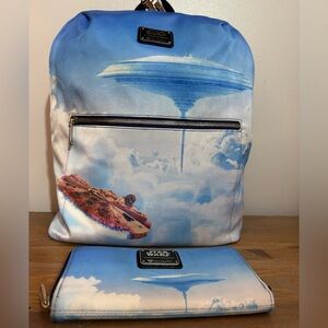 Disney Loungefly Star Wars Cloud City Bespin Backpack Wallet Millennium Falcon